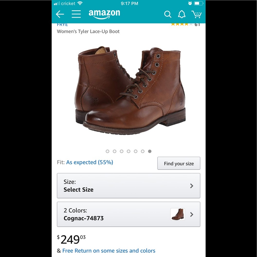 New Frye Women's Tyler Lace-Up Leather Ankle Boot - Picture 2 of 8